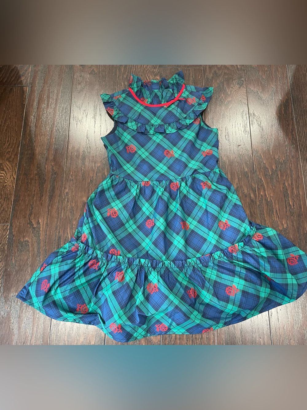 Janie And Jack holiday dress green tartan plaid pattern Girls Size 7 NEW